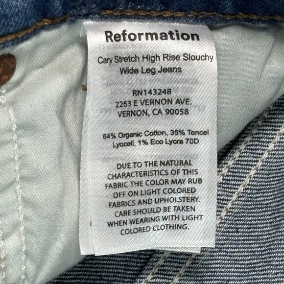 Reformation Cary High Rise Slouchy Wide Leg Jeans Women's Size 27 Medium Wash - Picture 13 of 15